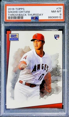 2018 Topps Throwback Thursday #79 Shohei Ohtani Los Angeles Angels PSA 8 NM-MT - Image 1 of 2