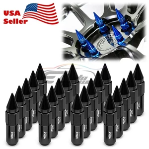 Black 20pcs M12X1.25 Lug Nuts Spiked Extended Tuner Aluminum Wheels Rims Cap - Picture 1 of 5