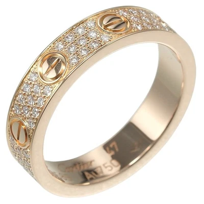 Anillo pequeño CARTIER Love oro rosa K18/diamante pavé #4,1 (talla EE. UU.) 3,71 g para mujer Foto 1 de 4