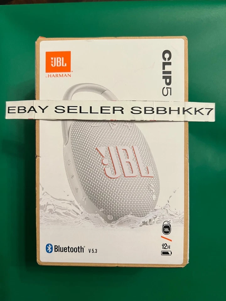 JBL Clip 5 Ultra-Portable Waterproof  Bluetooth Speaker WHITE,  VIETNAM MADE - Image 1 of 1