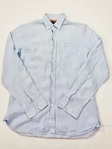 Jack Spade NY Shirt Men Sz Small Petite Blue Pinstripe Button Up 100% Linen - Picture 1 of 17