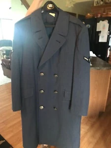 Military US Air Force Vintage Blue  Wool Overcoat Mens 37 Small  Korean War Era - Picture 1 of 11