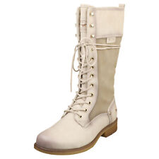 Mustang Side Zip High Womens Ivory Knee High Boots