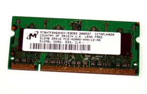 512 MB DDR2-RAM 200-pin SO-DIMM PC2-4200S 'Micron MT8HTF6464HDY-53EB3' - Photo 1/2