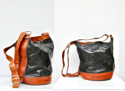 Bolso de hombro grande MARINO ORLANDI de cuero italiano marrón y negro  Foto 1 de 4