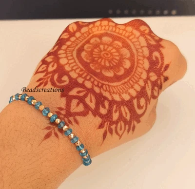 Blue Topaz and Golden Pyrite Beads Bracelet Topaz Faceted Beads Gift for Her - Image 1 of 4