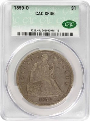 1859-O Liberty Seated Silver Dollar EF45 CACG - Image 1 of 4