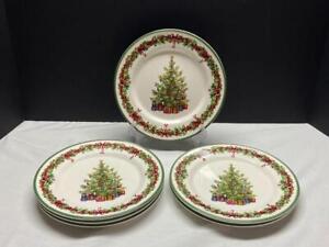 6 Christopher Radko Christmas Plates 8" Salad ~ Traditions Holiday Celebrations