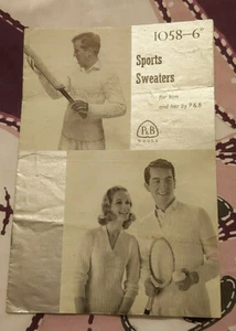 Vintage: P&B 1058 sports sweaters for him and her, DK - Picture 1 of 2