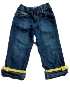 Gymboree Girls Pants Size 2T Crop Blue Jean Denim Capri Pop Of Daisies Vintage - Picture 1 of 5