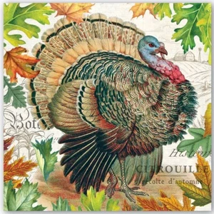 ✿ Nueva Servilleta de Almuerzo MICHEL DESIGN WORKS COSECHA DE OTOÑO PAVO Cena Fiesta de Otoño - Imagen 1 de 2