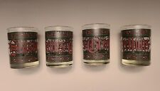 4) Vintage Houze Stained Glass 'Seasons Greetings' Christmas Low Ball Glasses 