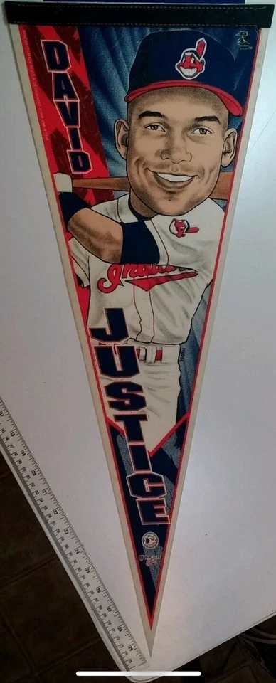 David Justice Pennant - 30x12 - MLB - Cleveland Indians - Image 1 of 1