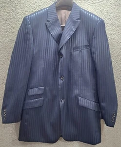 Caravelli Superior 150s Suit Jacket & Vest Men's Blue Gray Pinstripe - Picture 1 of 14