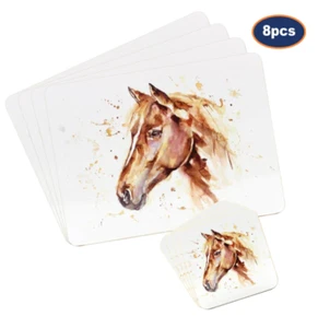 Set of 4 Table Placemats & Coasters - Country Life Horse - Picture 1 of 11
