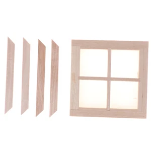 1:12 Puppenhaus Miniatur Holz 4 Scheiben Fenster DIY Zubehör"CWDES^^i - Afbeelding 1 van 9