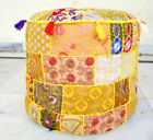 Indian Vintage Mandala Kantha Ottoman Pouf Cover Patchwork Round Floor Pouffe