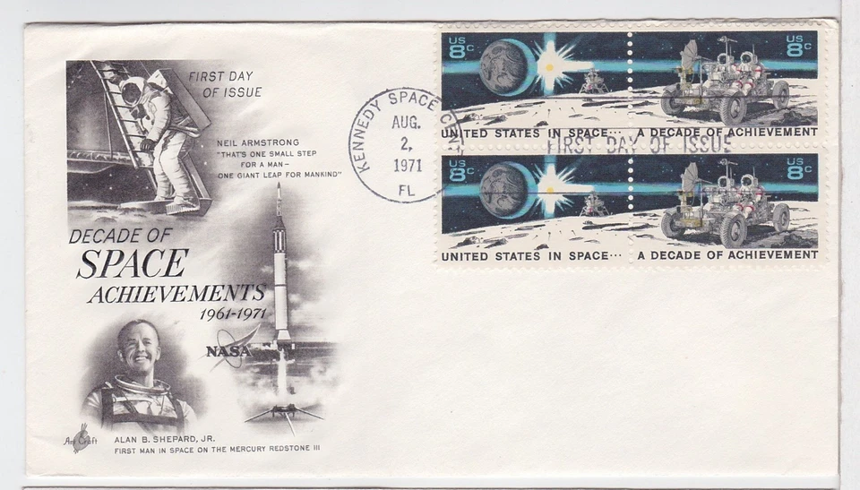 TurtlesTradingPost- Apollo Moon Landing - #1434-35 1971 FDC Artcraft- Block of 4 - Image 1 of 1