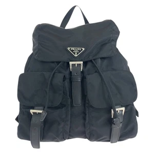 Zaini e zaini da giorno PRADA in pelle tessuto nero argento ferramenta nylon/pelle - Foto 1 di 9