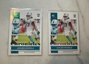 Jaylen Waddle RC Lot x2 - 2021 Chronicles Base & Green Parallel Dolphins WR - Picture 1 of 5