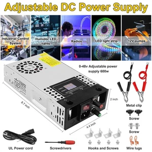 AC 110V/220V to DC 0-48V 12.5A 600W Adjustable Digital Switching Power Supply US - Picture 1 of 9