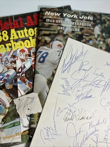 NY Jets SIGNED 1966 Official Yearbook + AFL Album (w/ Joe Namath autograph) - Picture 1 of 8
