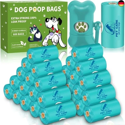 BBLTIFF 600 Stück/24 Rollen Hundekotbeutel, Kackbeutel für Hunde, Hunde K