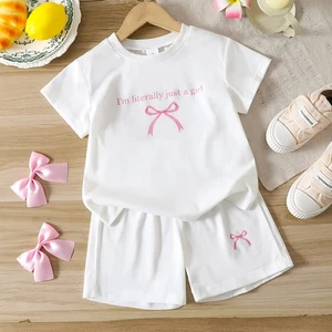 Toddler Baby Girl Short Sleeve White Top Shirts and Shorts Summer Clothes Set - Picture 1 of 7