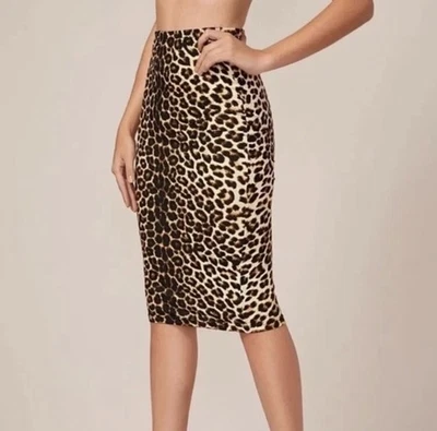 Falda lápiz midi con estampado de leopardo de Zara material elástico ajuste cómodo pre-amado talla S Foto 1 de 2