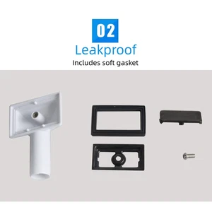 Edelstahl eckiges Überlaufrohr für Spüle grau mit Stahlplatte auslaufsicher - Bild 1 von 12