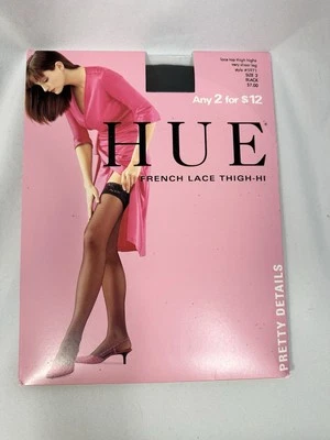 Top de encaje francés HUE medias negras hasta el muslo talla 2 muy transparentes bonitos detalles Foto 1 de 2
