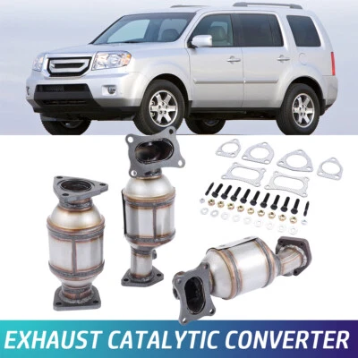 All 3 Catalytic Converter Set For Honda Pilot 3.5L 2009-2015 Left & Right & Rear Foto 1 de 4