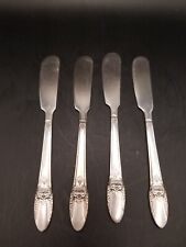 Set 4 x Flat Butter Knives 1847 Rogers First Love 1937 vintage silverplate