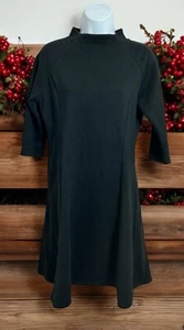 Uniqlo Negro Minimalista Sudadera Vestido Talla Mediana Manga 3/4 Línea A Hasta la Rodilla - Imagen 1 de 7