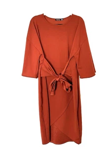 Boohoo Tall Off The Shoulder Mustard Color Wrap Midi Bodycon Dress Size 20 - Picture 1 of 8