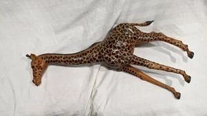 Vintage Exotic Decor Handmade Leather Wrapped Giraffe Figure Statue 27 in Tall - Picture 1 of 8