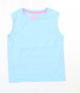 Matalan Girls Blue 100% Cotton Basic Tank Size 6 Years Round Neck - Picture 1 of 12