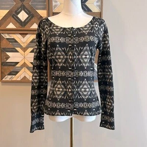 Vintage Ralph Lauren Country Aztec Knit Long Sleeve Top Cardigan Sweater Small - Picture 1 of 10