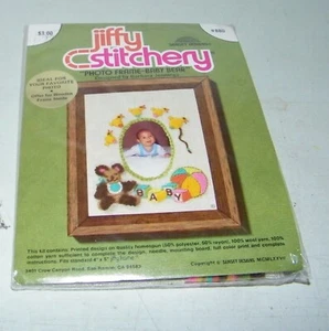 Jiffy Stitchery Baby Bear Embroidery Kit - #880 for Baby Photo Frame ~SHIPS FREE - Picture 1 of 3