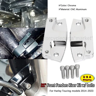 Para Harley Touring 14-24 Road King Glide 21" Guardabarros Delantero Elevador Montaje Reubicador Foto 1 de 4