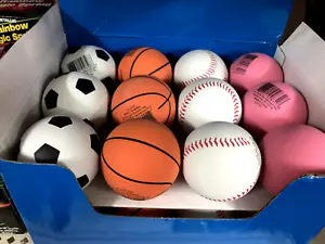 Rubber Bouncy Ball Assortment (Baseball, Basketball, Soccer, & Pink) - Picture 1 of 5