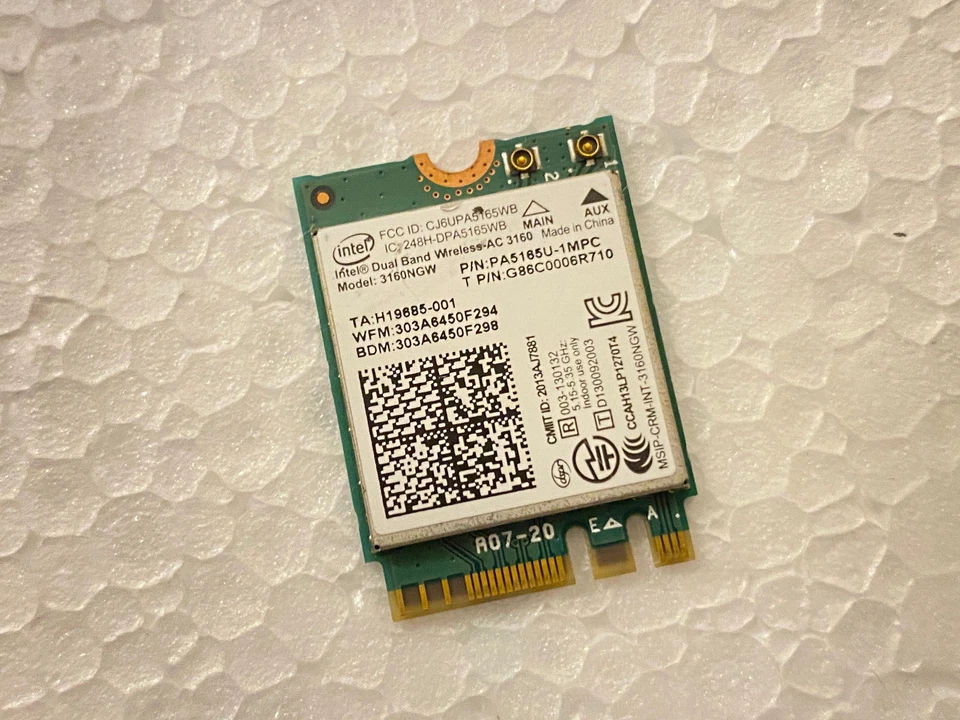 Scheda WiFi Intel Dual Band Wireless-AC 3160NGW PN PA5165U-1MPC - Immagine 1 di 1