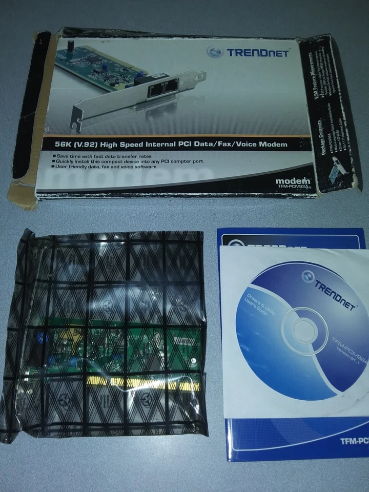 New in Box TrendNet TFM-PCIV92A Data/Fax/Voice Modem PCI - Image 1 of 1