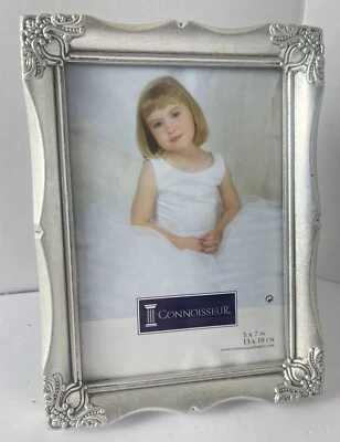 5x7 Connoisseur Silver Decorative Corner Engraved Plastic Picture Photo Frame - Image 1 of 4