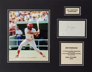 Joe Morgan Signed Index Card in 14x18 Matted Display Cincinnati Red 8x10 JSA COA - Picture 1 of 4