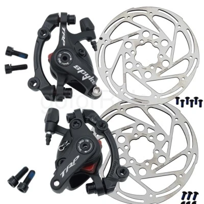 Pinzas de freno de disco mecánicas TRP Spyke MTB delanteras 180/traseras 160 mm negras montaje IS Foto 1 de 4