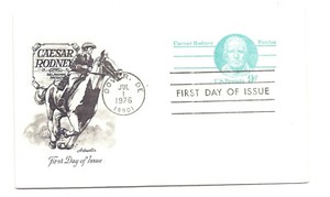 UY27 9c + 9c Caesar Rodney, Patriot, Postal Reply Card  Artmaster FDC 