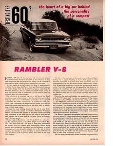 1960 RAMBLER REBEL CUSTOM 250/200 HP ~ ORIGINAL 2-PAGE ROAD TEST / ARTICLE / AD - Picture 1 of 1