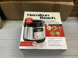 Hamilton Beach 37524 S/S Black Compact 1.5 Quart Multi-Cooker NEW SEALED - Picture 1 of 5