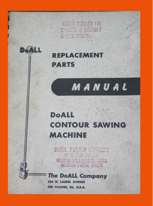 Doall Bandsaw Saw 1612-0 Parts and Electrical Manual 1962 Pages 65 - Image 1 of 2